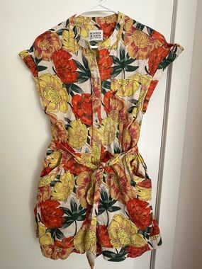 Scotch & Soda Floral Button Romper in Yellow, Orange & Green